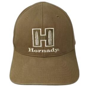 Hornady Baseball Cap Brown Beige Strapback Hat OS Adjustable Embroidered Logo